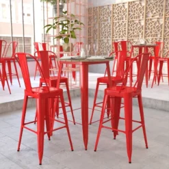 Flash Furniture Declan Commercial Indoor/Outdoor Bar Top Table, 30" Round All Weather Poly Resin Top With Steel Base -Baxton Studio Shop GUEST 43699f06 040e 4bc3 9cdf c8bc666a1e96