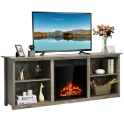 Costway 70'' 2-Tier TV Fireplace Stand W/22.5'' Electric Fireplace Up To 75'' -Baxton Studio Shop GUEST 4397a02d 6c52 4c3a 835a cd36bd3620d5