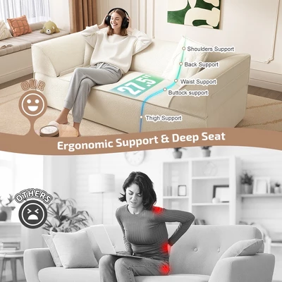 MYINDA 3-in-1 Convertible Sofa Bed, Deep Seat Couch - 3-Seater Sofa, Sparkling Chenille Chaise Lounge For Living Room, Studio,Office 3 MYINDA 3-in-1 Convertible Sofa Bed, Deep Seat Couch - 3-Seater Sofa, Sparkling Chenille Chaise Lounge For Living Room, Studio,Office - Image 3