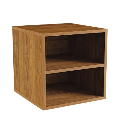 Hastings Home 2-Shelf Cube End Table, Brown 5 Hastings Home 2-Shelf Cube End Table, Brown - Image 5