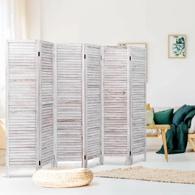Costway 67'' High 6 Panel Room Divider Furniture Classic Venetian Wooden Slat Home 5 Costway 67'' High 6 Panel Room Divider Furniture Classic Venetian Wooden Slat Home - Image 5