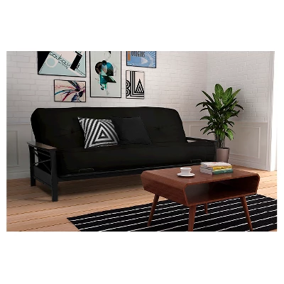Nadia Metal Futon Frame With Wood Armrest - Room & Joy 4 Nadia Metal Futon Frame With Wood Armrest - Room & Joy - Image 4