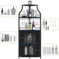 Corner Wine Bar Rack Cabinet With Detachable Wine Rack, Bar Cabinet With Glass Holder -Baxton Studio Shop GUEST 442ab281 87e4 46a2 86da 298246b53765 1