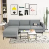Costway Modular L-shaped 3 Seat Sectional Sofa W/ Reversible Chaise & 2 USB Ports