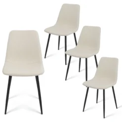 Bingo Dining Chairs Set Of 4,Upholstered Dining Chair With Stainless Steel Metal Legs-Maison Boucle