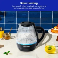 Chefman 1L Rapid-Boil Kettle With Automatic Shutoff - Black: Glass Electric Water Boiler & Warmer, 1500W Tea Heater -Baxton Studio Shop GUEST 44a9291a d4d7 4068 ac38 0627a1b02485