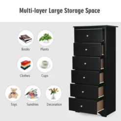Costway 6 Drawer Chest Dresser Clothes Storage Bedroom Tall Furniture Cabinet -Baxton Studio Shop GUEST 44b6973d 5d5e 45e0 b166 c397e4e91203