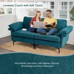 Costway Modern Loveseat Fabric 2-Seat Sofa Couch For Small Space W/ Metal Legs BlueRust Red -Baxton Studio Shop GUEST 452bdd03 e1cd 4f84 a630 f18dcf1c54cd
