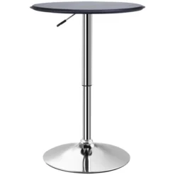 HOMCOM 25" Classic Round Adjustable Faux Leather Chrome Standing Bistro Table -Baxton Studio Shop GUEST 454becfd c526 474c a264 2d2a8b92dc28
