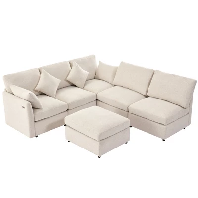 U-Shaped Sectional Sofa Couch, L-Shaped Sofa With A Movable Ottoman And Two USB Ports For Living Room - ModernLuxe 7 U-Shaped Sectional Sofa Couch, L-Shaped Sofa With A Movable Ottoman And Two USB Ports For Living Room - ModernLuxe - Image 7