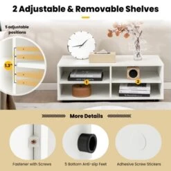 Costway TV Stand 4 Cubby TV Console Table With Adjustable Shelves Modern Home Media Entertainment Center -Baxton Studio Shop GUEST 456873a9 3d5d 4401 bcec d82e2f988fa8