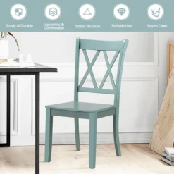 Costway Set Of 2 Wood Dining Chair Cross Back Dining Room Side Chair Mint Green Home Kitchen -Baxton Studio Shop GUEST 457219d0 00f0 42a8 a7a9 5a0ce8f9f017