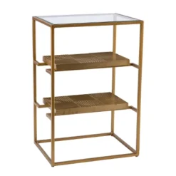 Woobal Glass Top End Table With Storage Brass - Aiden Lane -Baxton Studio Shop GUEST 459bb17c ecd5 4c21 aa1a 13eeb681cd3f