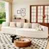 115.7" 4-Seater Chenille Modular Sofa Set, Curved Design Sofa Couch With 5 Pillows, No Assembly For Living Room & Bedroom - ModernLuxe