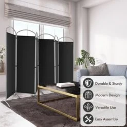 Costway 6 Panels Folding Privacy Screen 6 Ft Tall Fabric Privacy Screen For Home -Baxton Studio Shop GUEST 45c4189b 7a2c 45bc b0c1 e2cfc164b796