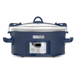 Crock-Pot 7qt Cook & Carry One Touch Programmable Slow Cooker Poseidon Blue: Locking Lid, Dishwasher-Safe Parts
