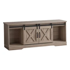 Wood Look TV Stand For TVs Up To 60" With Barn Style Sliding Doors - EveryRoom -Baxton Studio Shop GUEST 460ee310 9e7c 4380 9ab5 c93915ee3b2a