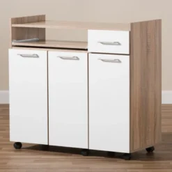 Charmain Modern And Contemporary Light Oak And Finish Kitchen Cabinet White/Brown - Baxton Studio -Baxton Studio Shop GUEST 461068f9 26dd 44c5 be81 4d10f7e06f82