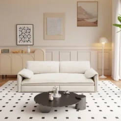 66" Velvet 3-in-1 Convertible Pull-Out Queen Sofa Bed With Side Storage & Wheels For Living Room, Bedroom, Apartment, Office -Baxton Studio Shop GUEST 4612ec74 fd59 40d3 95cc 22098c04a0b6