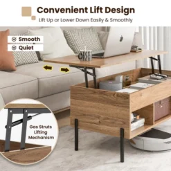 Costway Lift Top Coffee Table With Storage Compartment & 3 Open Cubbies For Living Room -Baxton Studio Shop GUEST 462856ca 518f 4a43 bbf9 7285ada5481e