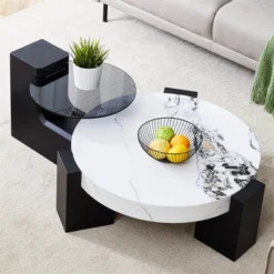 Modern Coffee Tables Set Of 2, Coffee Table With Detachable Nightstand, Accent Center Table With Glass Top Side Table For Bedroom Office -Baxton Studio Shop GUEST 46522667 947f 4565 84c3 e88c74497f99