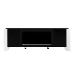 68"W TV Stand TV Console Sideboard Entertainment Center Media Console With Electric Fireplace And Cabinets For TVs Up To 78", White/Black-ModernLuxe -Baxton Studio Shop GUEST 4692add4 35d2 4730 b01a b1f42bc73647