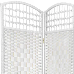 5 1/2 Ft. Tall Fiber Weave Room Divider - White (3 Panels)