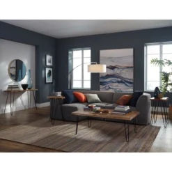 Alaterre Furniture Hairpin Live Edge Round End Table Metal And Wood Natural Brown -Baxton Studio Shop GUEST 46ba6132 3b06 4152 842a d5756a0243ea