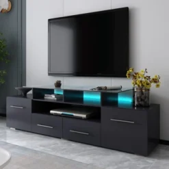 ModernLuxe Modern Stylish Functional TV Stand With Color Changing LED Lights High Gloss TV Cabinet -Baxton Studio Shop GUEST 46d22a4f 7aac 4c0d 81b5 4369cd60034f