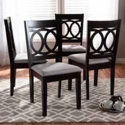 Set Of 4 Lenoir Finished Wood Dining Chairs Gray - Baxton Studio