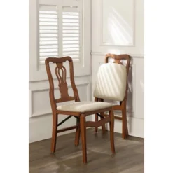 2pc Queen Anne Folding Chairs Cherry - Stakmore -Baxton Studio Shop GUEST 47c934b7 e381 48a6 982f 259985e746dd