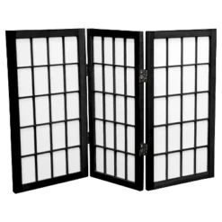 2 Ft. Tall 3 Panels Desktop Window Pane Shoji Screen - Oriental Furniture
