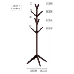 Hastings Home Modern Freestanding Wooden Coat Rack - Hall Tree For Jackets, Hats, And Purses
