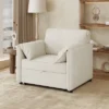 APRILSOUL White Convertible Pull Out Sofa Bed, 3-in-1 Convertible Sleeper Chair, Adjustable Backrest With Thicked Cushions