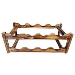 Itopfox 8-Bottle Wine Rack - Premium Carbonized Pine Wood, Two-Tier Countertop Design For Kitchen, Dining Room Or Bar -Baxton Studio Shop GUEST 4840ae47 bf7f 4200 b50a 6360fe277ae7