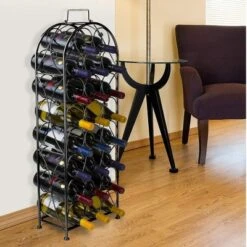Sorbus 23 Bottle Metal Wine Rack (Black) -Baxton Studio Shop GUEST 485620fb 1ef9 4ee1 8836 678b8d12cba6
