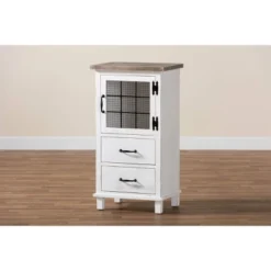 Faron Finished Wood 2 Drawer Storage Cabinet White/Oak Brown - Baxton Studio -Baxton Studio Shop GUEST 486cf3bb bcef 4949 aefe a7c54973bff7