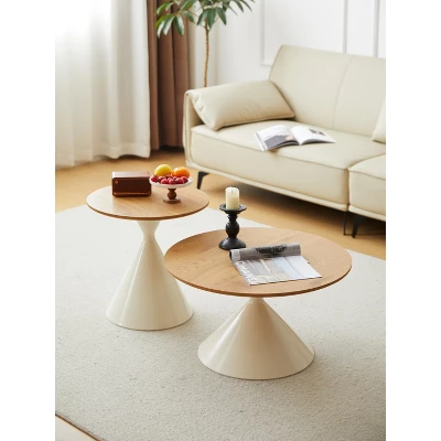 Round Coffee Table Set Of 2, Stacking End Table For Living Room Bedroom Balcony, Small Bedside Cupboard W/Base, Minimalist Circle Coffee Side Table 6 Round Coffee Table Set Of 2, Stacking End Table For Living Room Bedroom Balcony, Small Bedside Cupboard W/Base, Minimalist Circle Coffee Side Table - Image 6