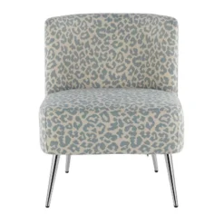 Fran Contemporary Slipper Chair Chrome/Blue Leopard Fabric - LumiSource -Baxton Studio Shop GUEST 488be717 53fc 4ed8 b60b 671730d0b854