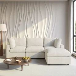 Cloud Sectional Couches For Living Room,100.5" Convertible L Shaped Couch With Ottoman, 4 Seater Modular Sectional Sofa,Furniture Sets