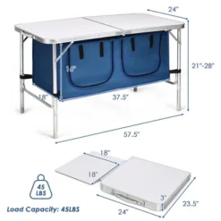 Costway Adjustable Camping Table Aluminum W/ Storage Organizer Grey/Dark Blue 19 Costway Adjustable Camping Table Aluminum W/ Storage Organizer Grey/Dark Blue -Baxton Studio Shop GUEST 4895f0d1 07a7 407d 97c2 3fbca3cfbe00