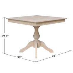 29.9" Dining Tables Sparks Square Top Pedestal Unfinished - International Concepts -Baxton Studio Shop GUEST 48b93961 7509 4c5a a910 51ea10d0111d