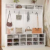 FUFU&GAGA White Hall Tree With Storage - Entryway Organizer With Hooks, Shelves, And Cubbies