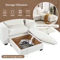 Modular Sofa With 2 Storage Ottomans, U-shaped Sofa Couch, Freely Transformable, Beige/Gray/Blue-ModernLuxe 19 Modular Sofa With 2 Storage Ottomans, U-shaped Sofa Couch, Freely Transformable, Beige/Gray/Blue-ModernLuxe -Baxton Studio Shop GUEST 4906ca4d c3f6 4421 a62f 92299f4ba5bc