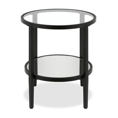Metal Double Ring Glass And Side Table In Black - Henn&Hart 2 Metal Double Ring Glass And Side Table In Black - Henn&Hart - Image 2