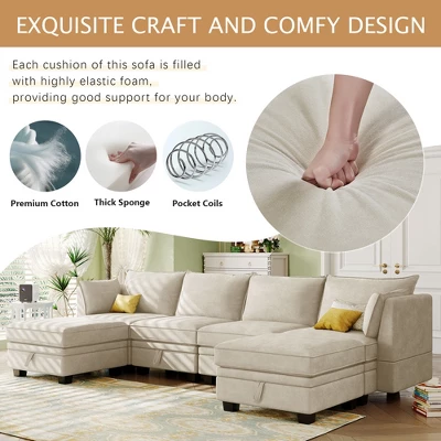 115.1" Modern Large U-Shape Storage Sectional Sofa, Convertible Sofa Bed With Reversible Chaise - ModernLuxe 10 115.1" Modern Large U-Shape Storage Sectional Sofa, Convertible Sofa Bed With Reversible Chaise - ModernLuxe - Image 10