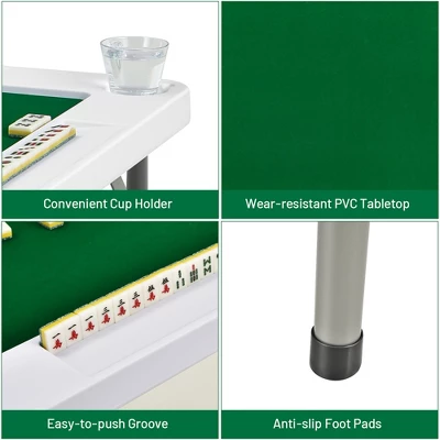 Costway 35'' 4-Player Mahjong Card Game Portable Folding Table W/Cup & Coin Holder 7 Costway 35'' 4-Player Mahjong Card Game Portable Folding Table W/Cup & Coin Holder - Image 7