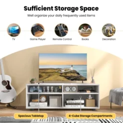 Costway TV Stand 4 Cubby TV Console Table With Adjustable Shelves Modern Home Media Entertainment Center -Baxton Studio Shop GUEST 494423bf 9f2c 4291 9c73 464d0ba443d4