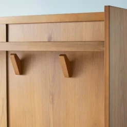 Wood & Cane Transitional Entryway Bench & Hall Tree With Drawers - Natural - Hearth & Hand™ With Magnolia -Baxton Studio Shop GUEST 49475eab 5b31 4115 a906 ccfe364ec7bd