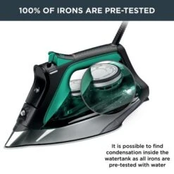 Rowenta Pro Master Steam Iron, 1775W, Stainless Steel Soleplate, Black And Green -Baxton Studio Shop GUEST 4963476e 2598 4095 af43 014b8390e1bd